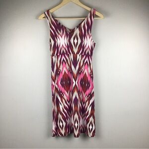 Athleta Womens Santorini Multi Color Modal Blend V-Neck Sleeveless Tank Dress XS